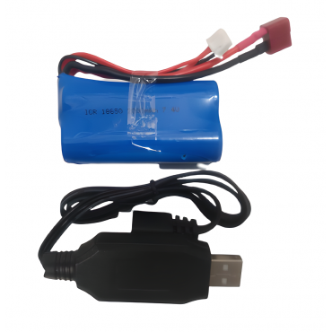 BATERIA LI-ION 7.4V 2000MAH PLUG DEAN FS RACING COM CARREGADOR USB LIION2000